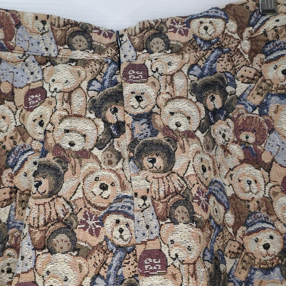 Vtg 90s Y2K Tapestry Teddy Bear Mini Skirt Size M - Picture 5 of 7